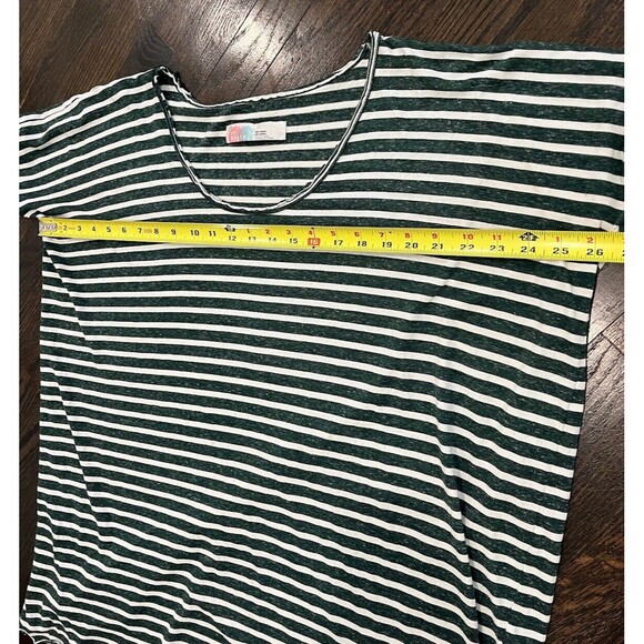 Free People Beach One Body Un Deux Green Striped Oversized Tunic Top Long Sleeve - Picture 8 of 9